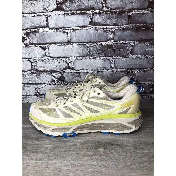 Hoka One Mafate Speed 2 Eggnog Gray Mesh Neon Yellow Running Men 14M US/49 1/3EU